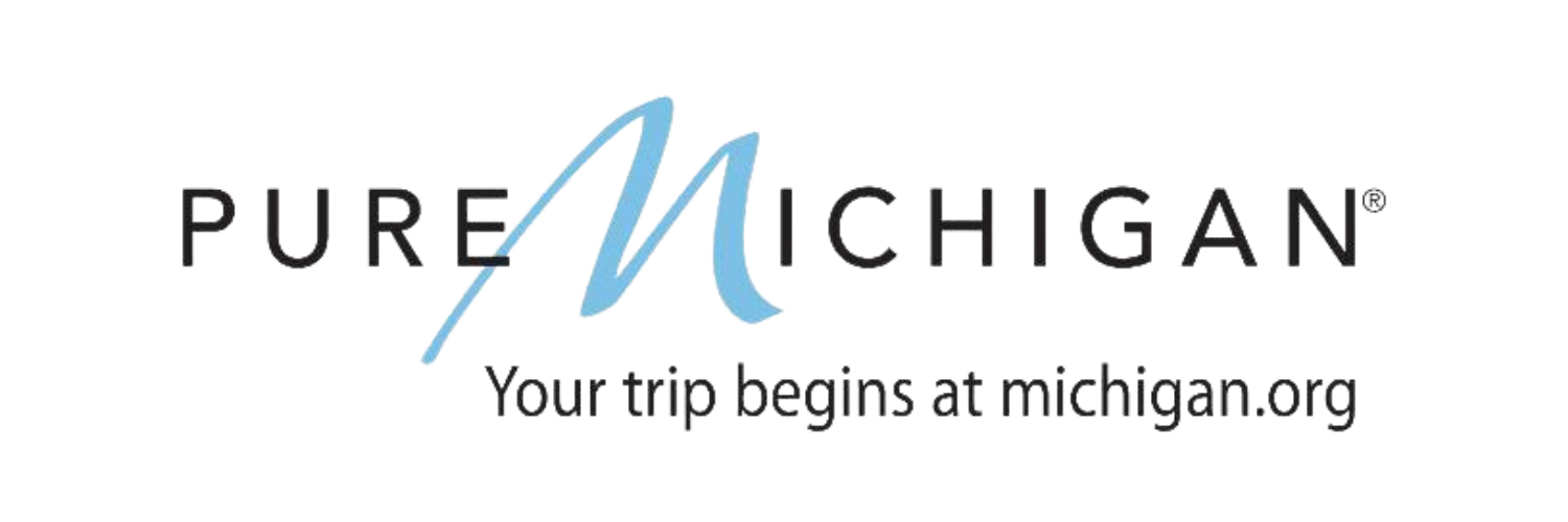 Pure Michigan logo promoting tourism website.